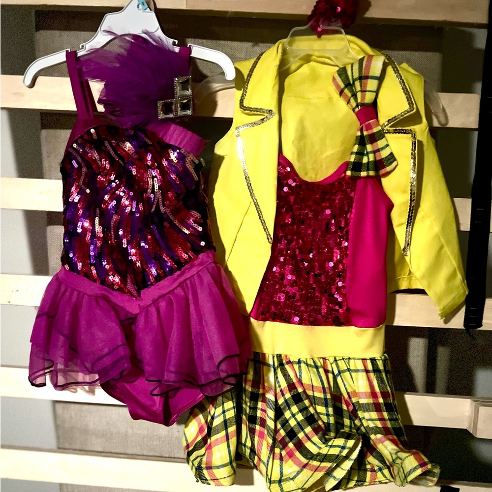 Vibrant Kids Dance Costumes with Sequins and accessories